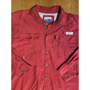 Magellan Fishing Gear Vented Shirt Men L Red Wicking Outdoor Safari Laguna Madre